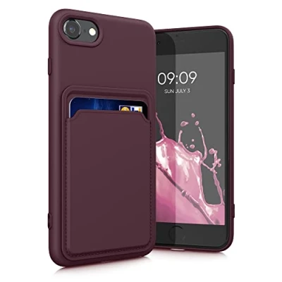 Image de kwmobile Housse Compatible avec Apple iPhone SE (2022) / (2020) 8 7 Coque de téléphone Compartiment Carte en Silicone Rouge Fauve