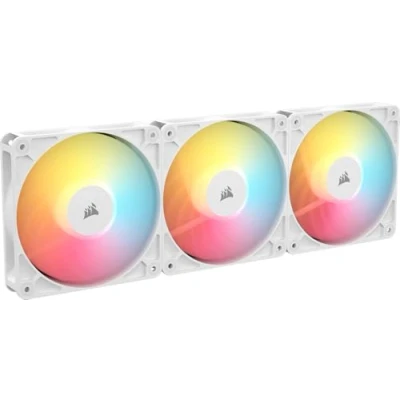 Image de CORSAIR RS120 R ARGB 120mm PWM +5 Inversée Ventilateurs Inversé Rotor, Huit RGB LEDs, Haute Pression Statique, Connecteurs en Série, Roulement à Dôme Magnétique Pack Triple Noir