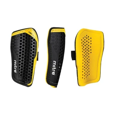 Image de Mitre Aircell Pro Protège Tibia de Football Mixte Adulte, Noir/Jaune, Taille M