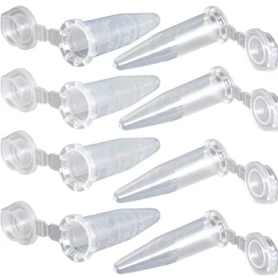Image de MUHWA Lot de 1000 tubes d’échantillon coniques en plastique pour centrifugeuse laboratoire avec bouchon à clipser Transparent 0,5 ml