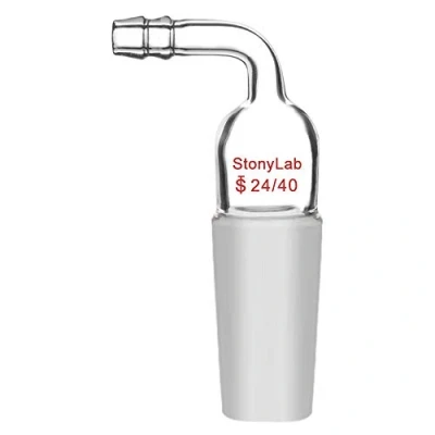 Image de stonylab Lot de 1 Adaptateur Coudés en Verre avec 24/40 Joint Mâle et Raccord Tuyau 9 mm, Glass Bent Inlet Adapter pour Appareil Distillation Verrerie Laboratoire