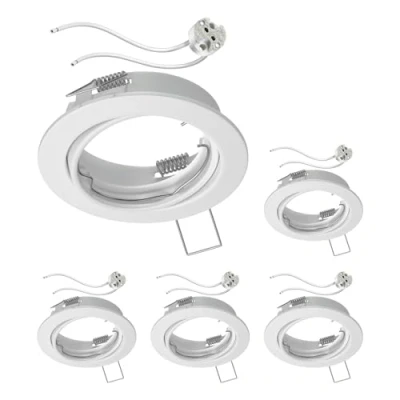 Image de ledscom.de 5 pièces cadre d&#039;encastrement pour plafond FERE blanc pivotant (LED/Halogène/MR16/50mm) incl. douille GU5.3