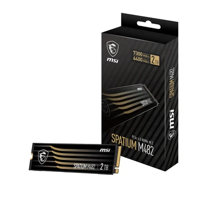 Image de MSI SPATIUM M482 SSD 2TB Disque Interne 2 to, PCIe 4.0 NVMe M.2, Lecture 7300 MB/s &amp; Écriture 6400 MB/s, 3D NAND, Sécurité des Données Intégrée, Garantie 5 Ans (1200 TBW)