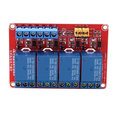 Image de Akozon module de relais, carte relais à 4 canaux avec optocoupleur déclencheur haut et bas 5V/12V/24V(24V)
