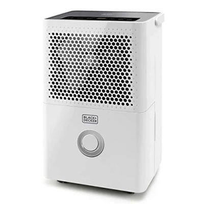 Image de BLACK+DECKER BXDH12E Déshumidificateur 12L, Jusqu&#039;à 25m2, Fonction séchage, 2 vitesses, 1,8L, Programmable 24h/24, Réfrigérant écologique R290, Poignée de transport, Filtre amovible et lavable