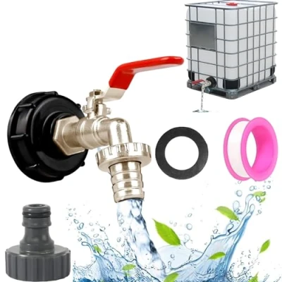 Image de hufhnwso Robinet Cuve 1000L 3/4 IBC Raccord 1000 litres Adaptateur de Réservoir Vidange S60X6 pour Jardin
