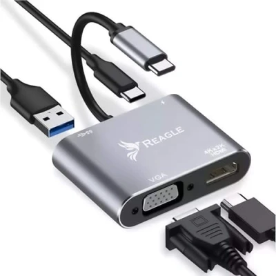 Image de Reagle HUB Adaptateur USB C HDMI 4k VGA MacBook PD 100W