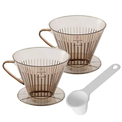Image de Westmark 245422E6 Lot de 2 porte filtres à café taille 4 et cuillère doseuse en plastique, Transparent/Blanc
