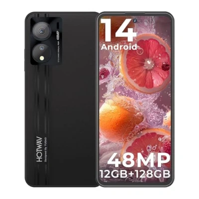 Image de HOTWAV Note 12 EF Telephone Portable, 12Go+128Go/TF 1To Android 14 Smartphone, Écran 6,8&quot; HD+, Batterie 5160 mAh, 48MP+16MP, Smartphone Double SIM 4G/WLAN 5/Octa Core/Face ID/GPS/OTG Vert Forêt