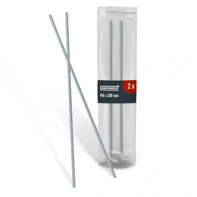 Image de HELPMATE tige filetée M6 x 330 mm en acier inoxydable A2 2 pièces à pas métrique et filetage complet argenté DIN 976