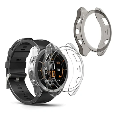 Image de kwmobile Coque Compatible avec Garmin Epix 2 2X Étui Cadre écran en Silicone pour Fitness Tracker Noir Transparent