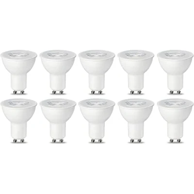 Image de Amazon Basics Spot LED type GU10, 5.5W (équivalent ampoule incandescente de 50W), blanc chaud, dimmable, Lot 10
