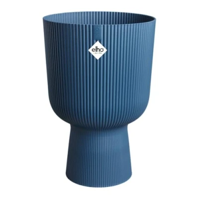 Image de Elho Vibes Fold Coupe 30 Pot De Fleurs pour Intérieur Plastique 100% recyclé Ø 29.5 x H 44.7 cm Bleu/Bleu Foncé