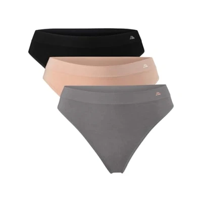 Image de DANISH ENDURANCE Lot de 3 Strings en Fibre Bambou Stretch, Tanga Ultra Doux &amp; Confortables, Femme, Multicolore (1x Noir, 1x Gris, Beige Nude), M/L