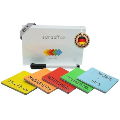 Image de SILMO 25 Bandes magnétiques inscriptibles 75 x mm colorées + Stylo pour Tableau Blanc/Kanban/Scrum Board/réfrigérateur aimants effaçables et réinscriptibles Organisez des entrepôts ou de Bureau