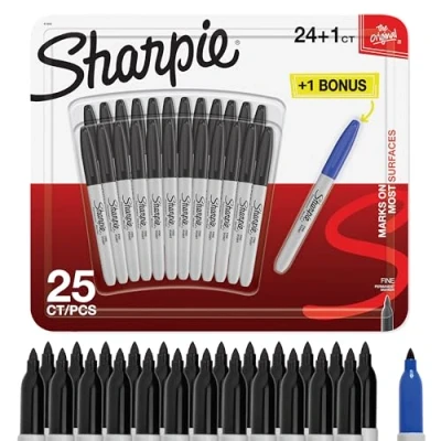 Image de Marqueur indélébile à pointe fine Sharpie Pack of 24 + 1 noir