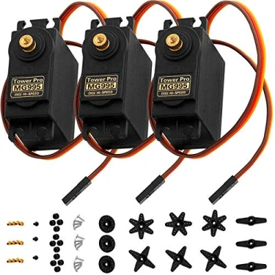 Image de AZDelivery 3X MG995 Micro Moteur servo numérique pour hélicoptère robotisé RC Compatible avec Arduino et Raspberry Pi y Compris Un eBook