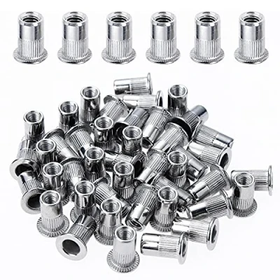Image de Gueenky 200 Pièces Rivet Ecrou M3, Écrous à Rivets en Acier Inox, Assortiment M3 Insert Filetés Tête Plate pour Métal Plastique (7 mm x 9 mm)