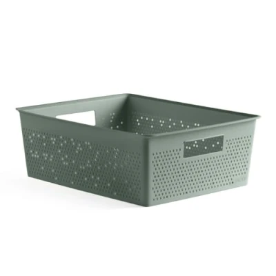 Image de TATAY Bohol Boîte de rangement rectangulaire 12 L en polypropylène, sans BPA, plastique 100% recyclé, vert, dimensions : 30 x 39 13,5 cm