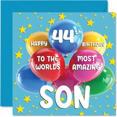 Image de Stuff4 Carte d&#039;anniversaire 44 ans pour fils World&#039;s Most Amazing Son de la part maman papa, 145 mm x mm, ans, cartes vœux