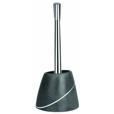 Image de Spirella Brosse WC Porte Balai Toilette Pot à „Etna“ Ensemble Poser Apparence Pierre Naturelle en Polyrésine 17x13x38cm Gris