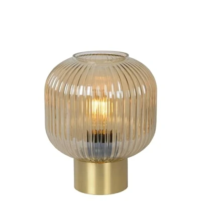 Image de Lucide 45586/20/62 Lampe de table, Verre, 40 W, Ambre, Or Mat