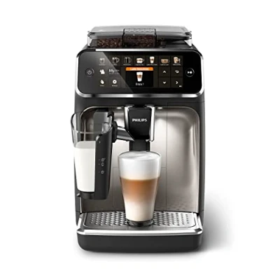 Image de Philips Série 5400 Machine Expresso Café à Grain LatteGo Mousseur Lait, 12 Spécialités de Café, Affichage Intuitif, 4 Profils Utilisateur, Chrome (EP5447/90)
