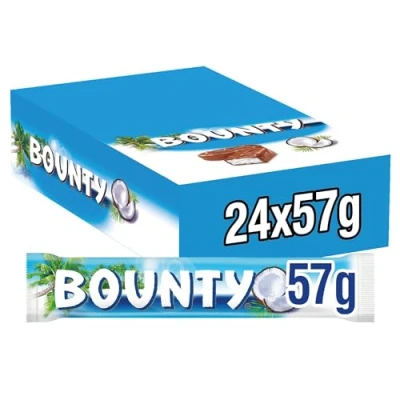 Image de Bounty Chocolatine à la noix de coco recouverte d&#039;un délicieux chocolat au lait (24 x 57 g)