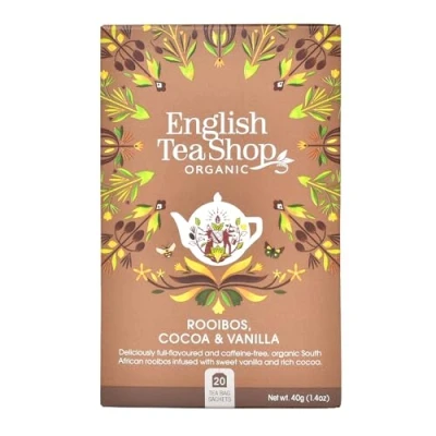 Image de English Tea Shop rooibos vanille et cacao bio Infusion sans théine Boîte de 20 sachets d&#039;infusion