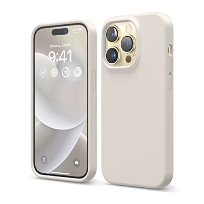 Image de elago Coque en silicone liquide compatible avec iPhone 14 Pro (6,1&quot;), de qualité supérieure, protection complète du téléphone 4 couches anti chocs, doublure microfibre douce rayures