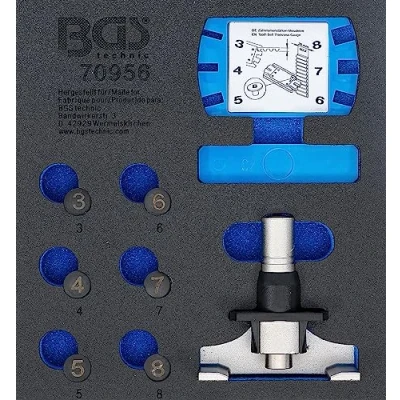 Image de BGS 70956 Insert de servante d&#039;atelier 1/6 : Outil réglage tension pour courroie crantée et jeu d’outils mesure