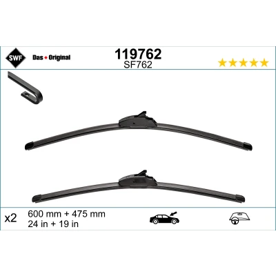 Image de Balai d&#039;essuie glace Swf Visioflex 119762 avant Sans Cadre NISSAN: NP300 Navara Pick up, Pathfinder 3, OPEL: Vectra C CC, Berline