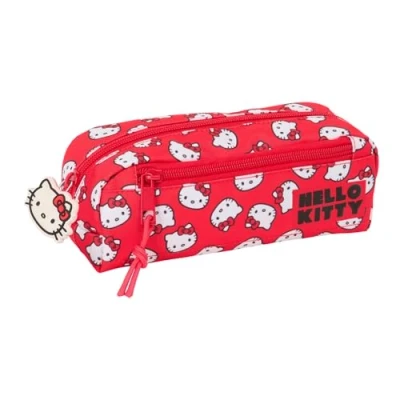 Image de safta Hello Kitty Iconic Trousse Triple pour Enfant, idéale Les Enfants d&#039;âge Scolaire, Confortable et Polyvalente, qualité résistance, 22 x 6 8,5 cm, Rouge, Blanc, M, Décontracté