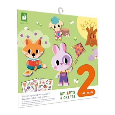 Image de Janod My Arts &amp; Crafts Dès 2 Ans Stickers Epais Repositionnables 1 Décor Recto Verso et Planches de Kit Loisir Créatif Enfant Apprentissage Motricité Concentration J09144