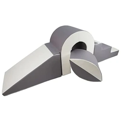 Image de Velinda Set de Blocs en Mousse 4 éléments avec Petit Pont pour crèches et maternelles (Couleur: Blanc,Gris)