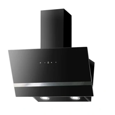 Image de Hotte aspirante Respekta/Hotte inclinée de 80 cm/Boîtier en métal avec abat jour verre blanc/Fonction d&#039;extraction et recyclage l&#039;air / CH24080WM A 65 70 dB