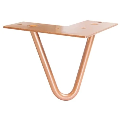 Image de Wagner 12821401 Pied de Meuble/Pied Table/Pied en épingle à Cheveux Style rétro Acier revêtu par Poudre Cuivre 12 x 10 cm Conique/coudé Plaque Montage intégrée
