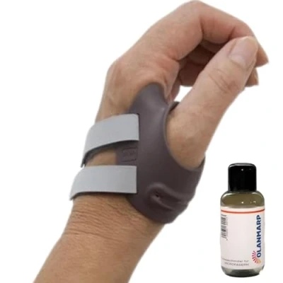 Image de Olanmarp détergent pour microfibre 50 ml + Ofa Push Ortho CMC Orthèse de pouce l&#039;arthrose, réduit la douleur, bandage postopératoire (taille 1, gauche)