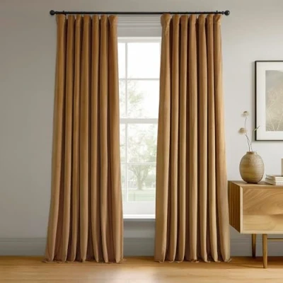 Image de HPD Half Price Drapes Rideaux occultants Thermiques en Velours Signature pour Salon, Chambre à Coucher, 127 cm de Large x 213,4 Long (1 Panneau), Vert Basque