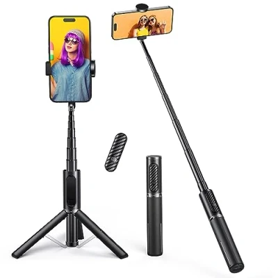 Image de ATUMTEK Perché à Selfie, Selfie Stick Trépied Monopode Bluetooth Télescopique 3 en 1 Extensible 270 Rotation TikTok pour iPhone et Android, Enregistrement Vidéo, Blogage, Streaming Direct