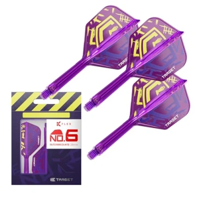 Image de Target Darts Luke Littler Champion du Monde K Flex Flights and Shaft System, No.6 Le Nuke 2025 Edition Kflex, Tous dans Un Volutes et Tiges Intégrés (Pack de 3) Intermédiaire, 26mm