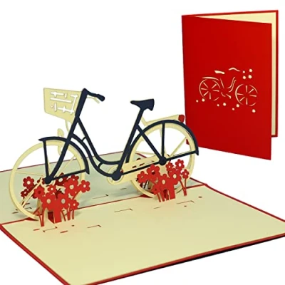 Image de Lin Carte de vœux Pop Up 3D Motif Vélo rot