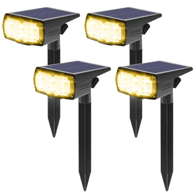 Image de GOLUMUP 36 LED Spot Solaire Extérieur, Lampe Etanche IP67, Projecteur Exterieur 860LM avec 2 Modes d’Éclairage pour Jardin, Cour, Allée, Chemin, Trottoir, Terrasse, Blanc chaud 4PCS