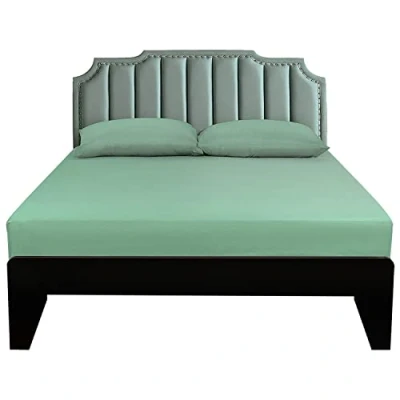 Image de Lirex Drap Housse, 140 x 200 cm 100% Coton 300 Fils/cm² Housse Doux et Respirant, Vert Clair