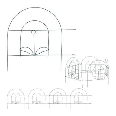 Image de Bordure potager, clôture jardin 10 éléments, en métal, à planter dans le sol, H x L : 34,5 490 cm, vert