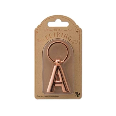 Image de IF Porte clés en métal avec lettres de l&#039;alphabet personnalisables Or rose A