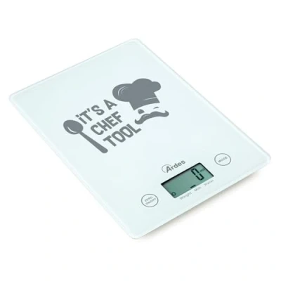 Image de ARDES AR1PA2V Balance de Cuisine Numérique en Verre Ultra Plate Gain Place électronique pour Aliments Affichage LCD