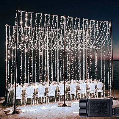 Image de yowin Rideau Lumineux 6m x 3m 600 LED Guirlande Lumineuse Mariage avec Transformateur, Timer, 8 Modes Étanche Noël pour Pergola Jardin Extérieur Interieur Décorations Blanc