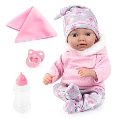 Image de Bayer Design 93827AC Reborn poupée, Poupon bébé, Nouveau né, réaliste, comme Vrai, tétine, biberon, Couverture