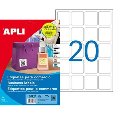 Image de Apli 012847 400 Etiquettes pour Code QR, 45 x 45mm, Blanc